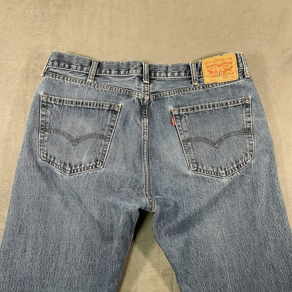 Levi’s 505 Jeans Blue Men’s W38 L32 Straight Leg Denim Classic Casual